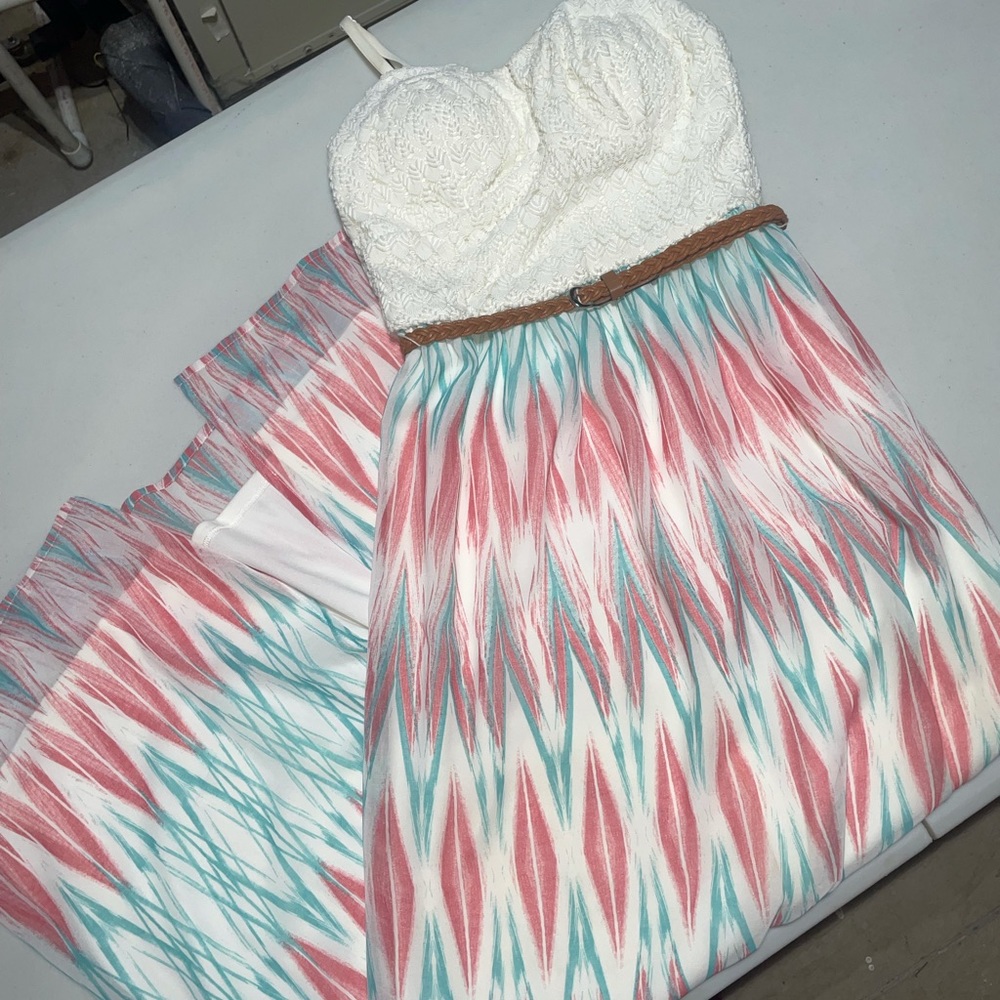 Pink and Blue Maxi Dress
